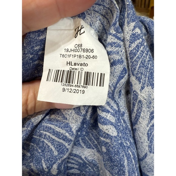 J Hilburn Custom Linen Shirt Denim Blue Tropical Print 3XL + See Measurements - Picture 5 of 6